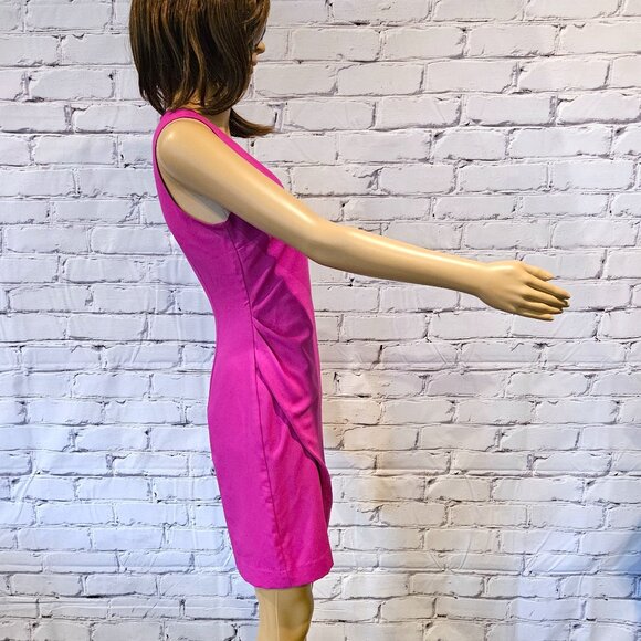 BANANA REPUBLIC, Magenta v-neck sleeveless midi dress - Picture 6 of 8